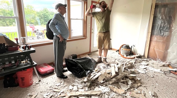 Beam/ceiling repair project, day one… that’s what I call a mess.