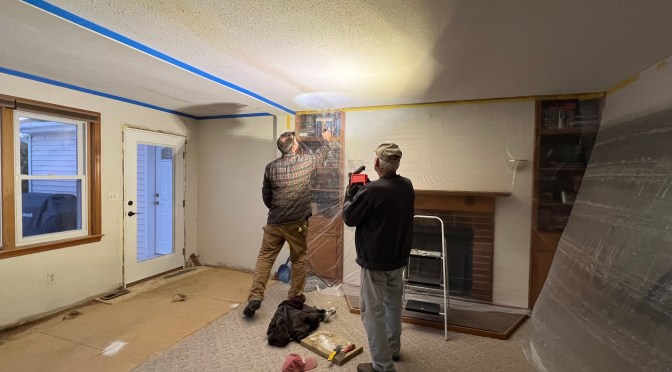 Ceiling repair of the repair, and the plastic barrier that didn’t bar a determined Dudley.