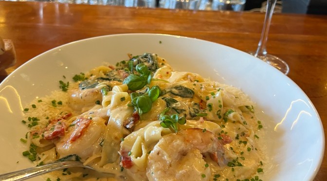 Ominous skies and dinner out.