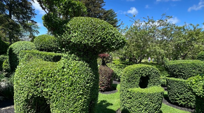 Balconies and topiaries.